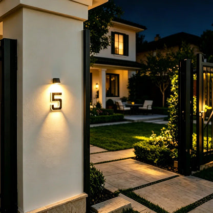 Solar House Number Light – Illuminated Address Sign, Outdoor Wall Mount, Waterproof | LumenTrail