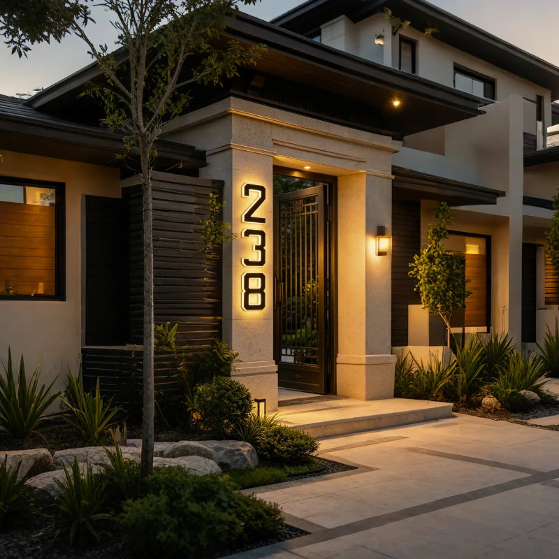 Solar House Number Light – Illuminated Address Sign, Outdoor Wall Mount, Waterproof | LumenTrail