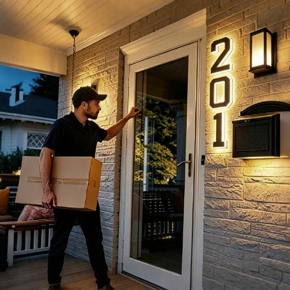Solar House Number Light – Illuminated Address Sign, Outdoor Wall Mount, Waterproof | LumenTrail