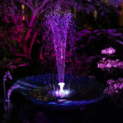 Solar Water Fountain with Lights – Floating Outdoor Fountain Pump for Bird Bath & Pond | LumenTrail