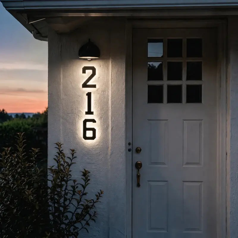 Solar House Number Light – Illuminated Address Sign, Outdoor Wall Mount, Waterproof | LumenTrail