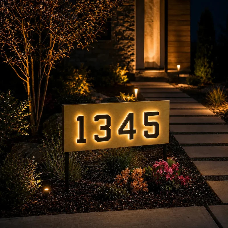 Solar House Number Light – Illuminated Address Sign, Outdoor Wall Mount, Waterproof | LumenTrail