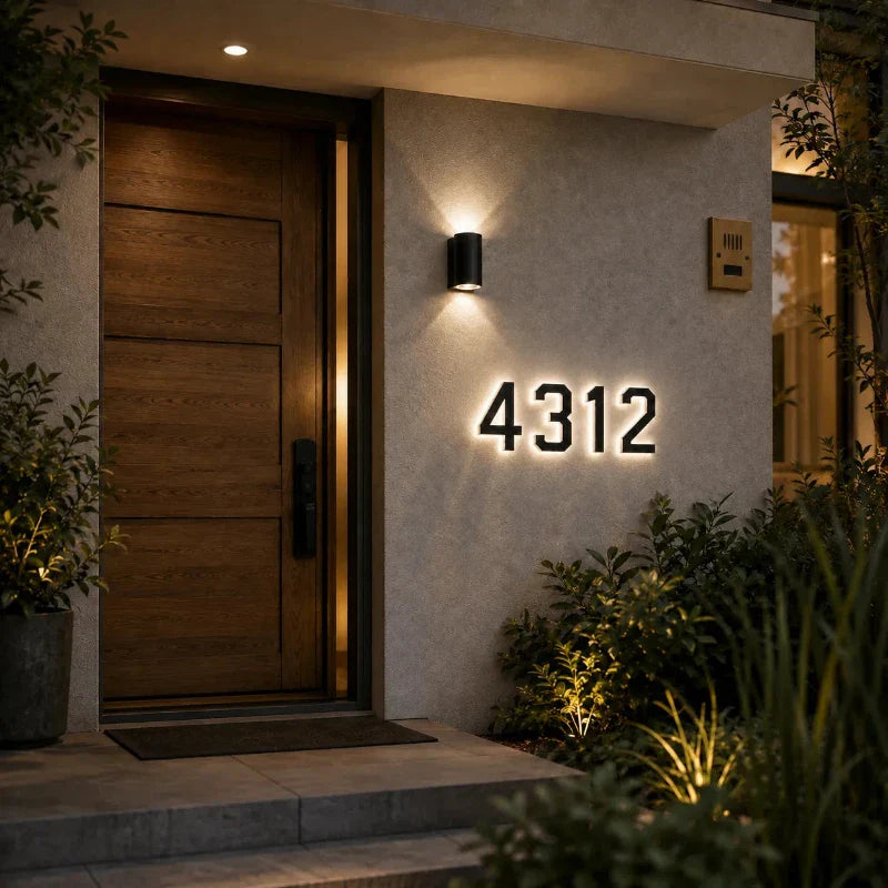 Solar House Number Light – Illuminated Address Sign, Outdoor Wall Mount, Waterproof | LumenTrail
