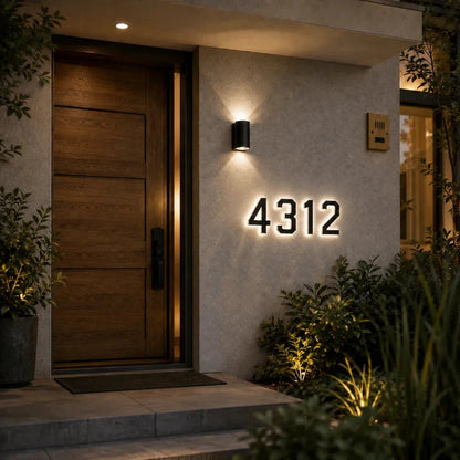 Solar House Number Light – Illuminated Address Sign, Outdoor Wall Mount, Waterproof | LumenTrail