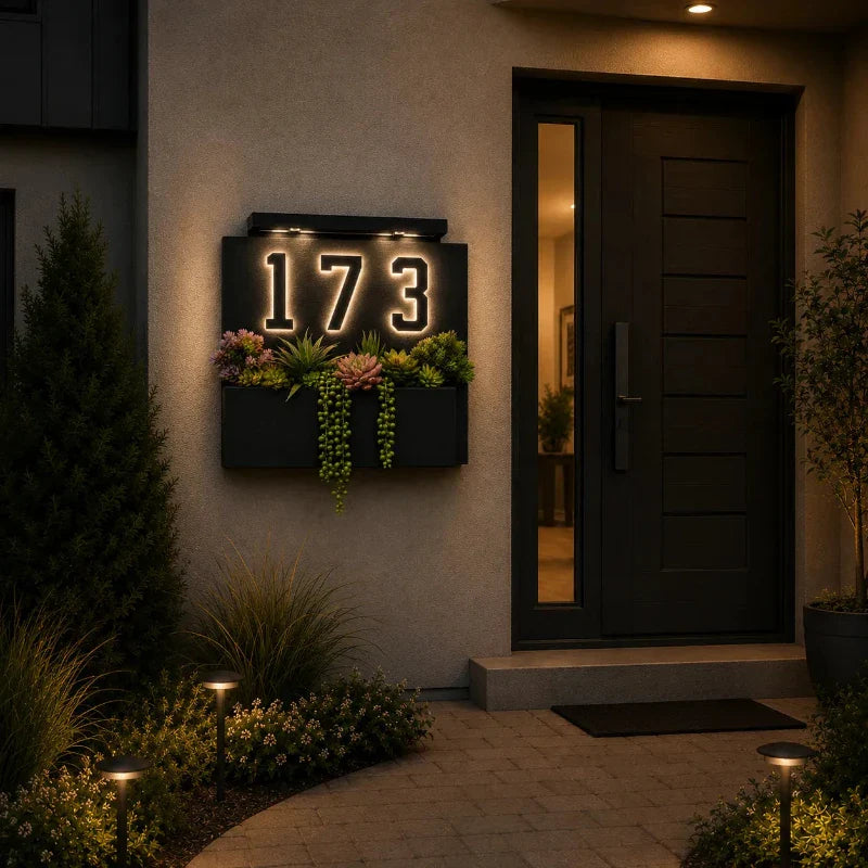 Solar House Number Light – Illuminated Address Sign, Outdoor Wall Mount, Waterproof | LumenTrail