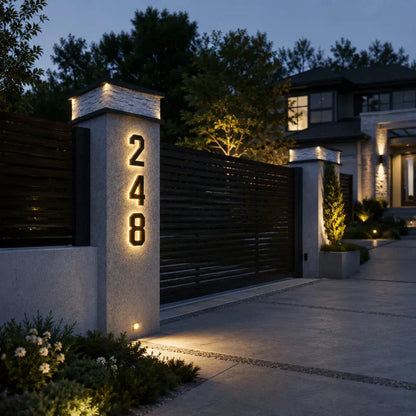 Solar House Number Light – Illuminated Address Sign, Outdoor Wall Mount, Waterproof | LumenTrail
