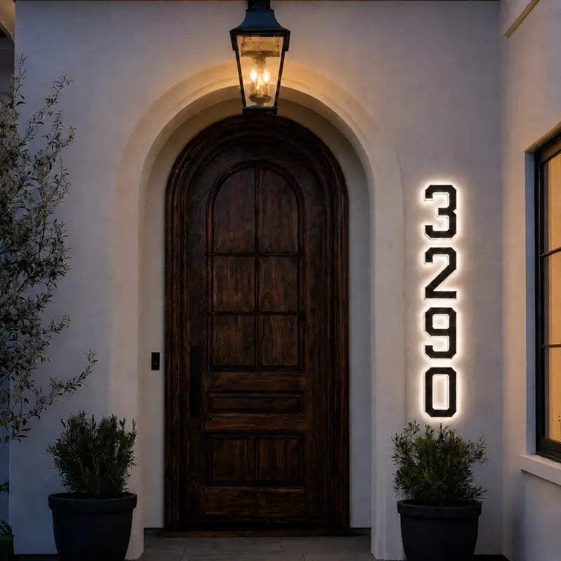 Solar House Number Light – Illuminated Address Sign, Outdoor Wall Mount, Waterproof | LumenTrail